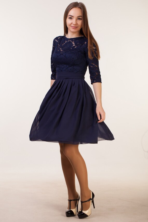 Blue Lace Cocktail Dress